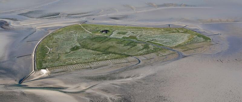 Aerial view on the island Hallig Süderoog during low tide. © Martin Stock.